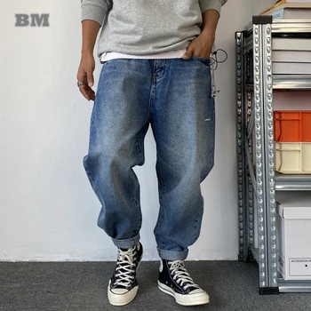 Ameerika Kõrge Kvaliteedi Mood Vabaaja Teksad Meeste Riided Streetwear Denim Sirge Püksid Jaapani Harajuku Vabaaja Cargo Püksid