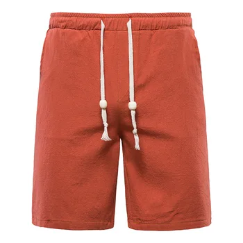 Meeste puuvillased, linased lühikesed püksid mood Kodu värviga Hingav suvel vabaaja püksid Meeste Beach lühikesed Püksid