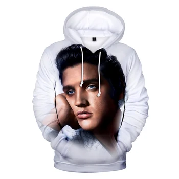 Mood Elvis Presley uued mugavad meeste ja naiste 3D-topp valged vabaaja Elvis Presley populaarne Kapuutsiga sügisel andwinterpullover